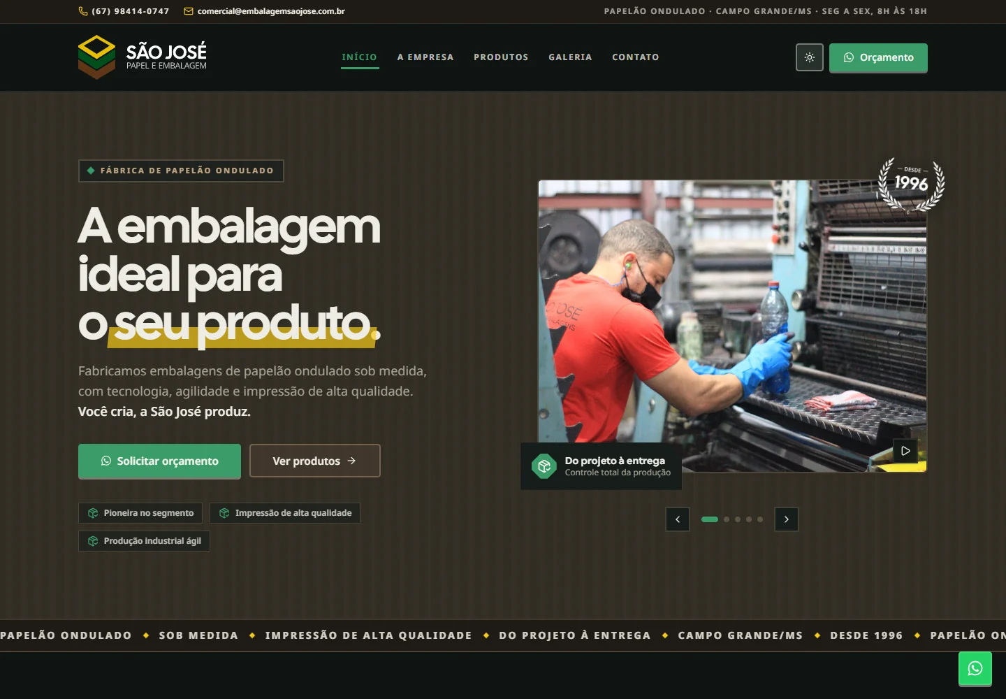 Captura real do site institucional da São José