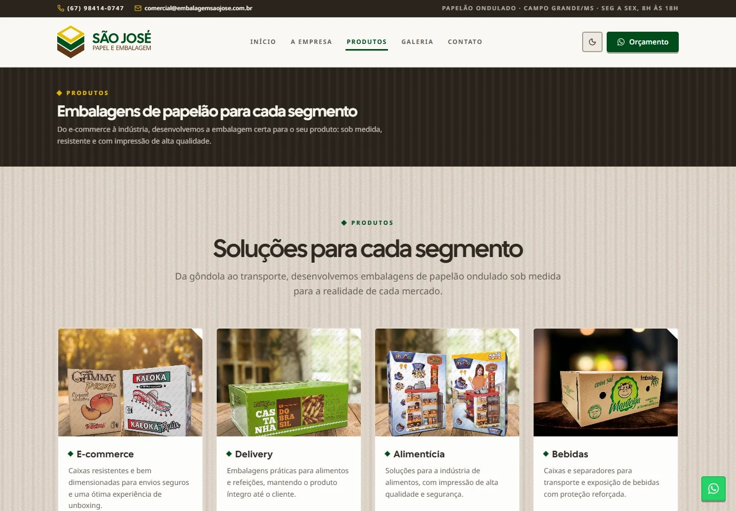 Captura real: Catálogo de produtos da São José